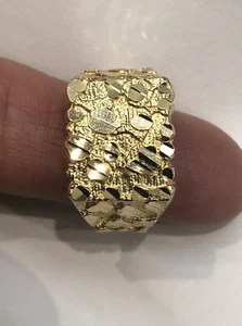 14KT YELLOW GOLD NUGGET RING SIZE 10.5 WEIGHT 3.7g MEN FINE JEWELRY - Picture 1 of 19