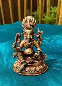Traumhafte kleine Miniatur Ganesha Statue feuervergoldet - Bild 1 von 2