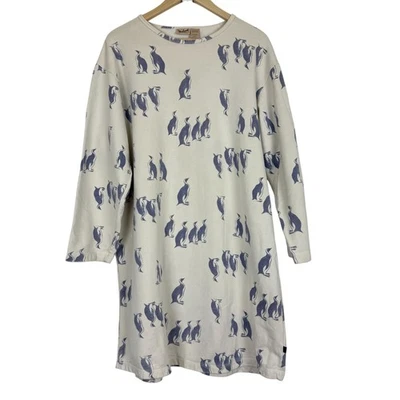 Vtg 80s Woolrich Penguin Print Sweatshirt Dress Womens Medium Lounge Tunic Cozy - Image 1 of 4