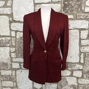 Giacca blazer lunga Ellen Tracy Linda Allard taglia 2 rosso scuro bordeaux testurizzata *EUC - Foto 1 di 5