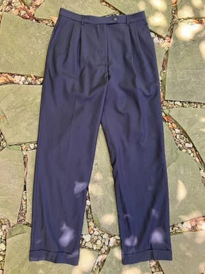 Pantalones plisados vintage Burberry's 32" x 31,25" hechos en Italia índigo azul marino Foto 1 de 4