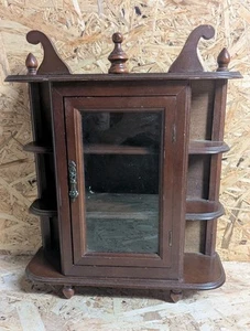 Wood And Glass Curio Cabinet Wall Mount Cupboard - Picture 1 of 4