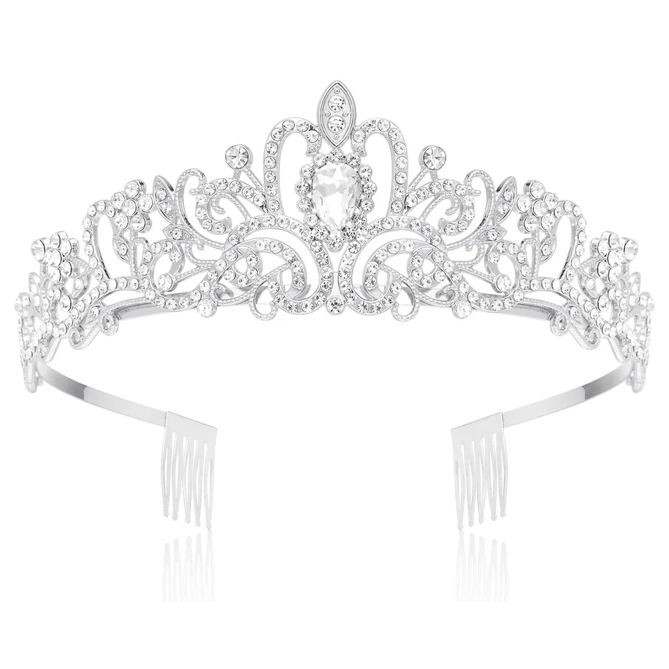 Makone Crystal Crowns and Tiaras With Comb Headband for Girl or 764560048345