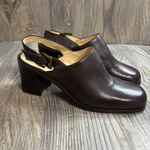 9 West 90’s braune Leder Pantoletten Damen 6,5 - Bild 1 von 10