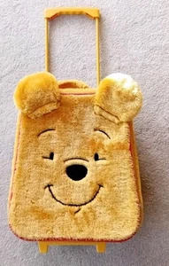 Disney Store Vintage Winnie The Pooh Faux Fur Kids Pull Along Holiday Suitcase - Picture 1 of 15