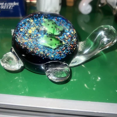 "Estatuilla pisapapeles tortuga de vidrio artístico tortugas bebé interior 5,5"""  Foto 1 de 4
