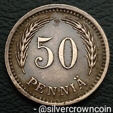 Finland 50 Pennia 1942 S. KM#26a. Copper Fifty Cents coin. Rampant Lion. WWII.