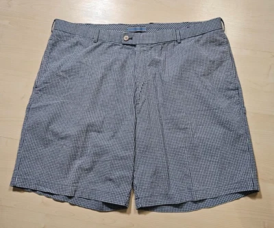 Peter Millar Mens Shorts 42 Cotton Spandex Stretch Casual Blue Check - Image 1 of 4