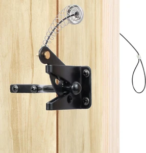 Self-Locking Gate Latch with Stainless Steel Spring Cable Pull Fit for Wood/Viny - Picture 1 of 12