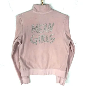 Juicy Couture Velour Women's Sweatshirt Large Pink Full Zip Mean Girls Y2K - Picture 1 of 8