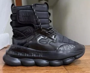 Triple Black High Top Versace Chain Reaction Sneakers - Picture 1 of 11
