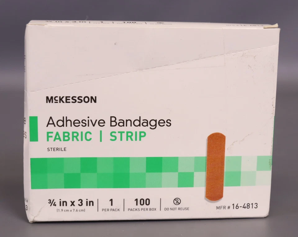 Tira adhesiva rectangular McKesson vendaje de tela 3/4 x 3 pulgadas (caja de 100) Foto 1 de 4