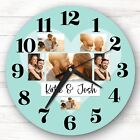 Couple Love Heart Photos Mint Romantic Personalised Gift Personalised Clock