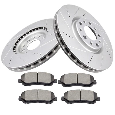 For 13 - 16 Dodge Dart Front Brake Rotors And Ceramic Pad Drilled + Slotted Kit - Изображение 1 из 4
