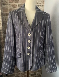 Basler Selection - blau-weiß gestreifter Damen Sakko Blazer - Größe 14 - gefüttert - Bild 1 von 5