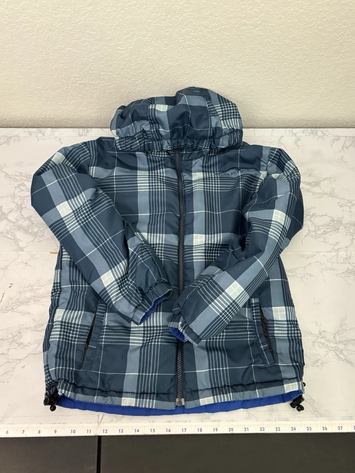 Chaqueta de Invierno Reversible Borde Polar Niños Talla Grande A Cuadros Azul Cremallera Completa Abrigo G2 Foto 1 de 4