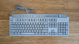 Vintage Sony VAIO Keyboard PCVA-KB7 P/U Gray Silver WIRED GOOD CLEAN CONDITION - Picture 1 of 9
