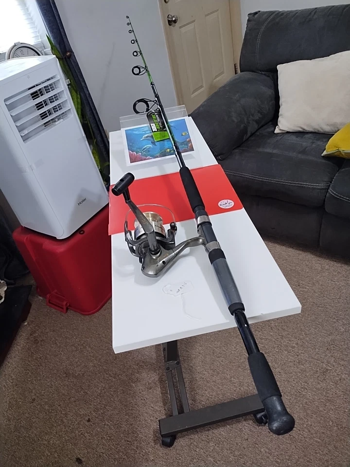 Caña de pescar giratoria Zebco Bite Alert 7' MH 17-50 lb y carrete Shakespeare... Foto 1 de 4