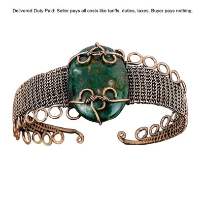 Новогодняя распродажа медь натуральный куприт хризоколла ручной работы ар-деко браслет манжета - Изображение 1 из 4