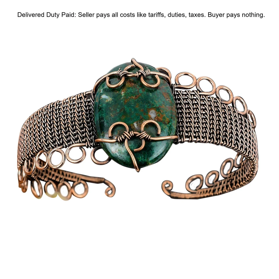 Новогодняя распродажа медь натуральный куприт хризоколла ручной работы ар-деко браслет манжета - Изображение 1 из 4