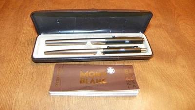 JUEGO DE BOLÍGRAFOS MONTBLANC NOBLESSE DE COLECCIÓN EN ESTUCHE ORIGINAL CON LIBRO DE INSTRUCCIONES MARCADO BASF Foto 1 de 4