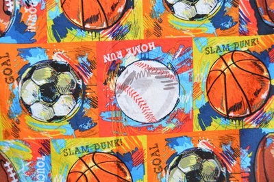 .75 yard Go Sports BALLS Fabric brushed 100% cotton 42" wide - Image 1 of 2