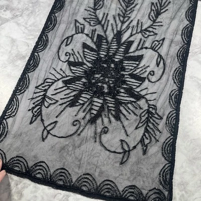 Estilo esterlina negro transparente con cuentas floral bufanda chal envoltura noche arte para usar Foto 1 de 4