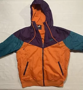 Vintage mens 90s y2k Nike Orange Black tag Windbreaker Light Jacket Size M - Picture 1 of 5