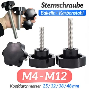 Sternschraube M4 M6 M8 M10 M12 Sterngriffschraube Griff Schraube Rändelschraube - Picture 1 of 6