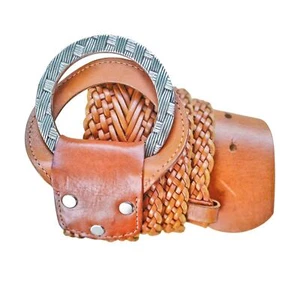 EUC CALVIN KLEIN Woven Leather Belt Women’s M / Designer Casual Boho Going Out - Picture 1 of 9