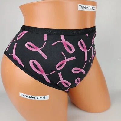 Lane Bryant Cacique Cotton Hipster Plus 18/20 Panties Ribbons Pink Black Cancer - Image 1 of 4