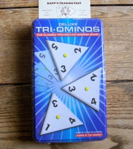 PRESSMAN Deluxe TRI-OMINOS Tile Game With BRASS SPINNERS NEW IN TIN - Picture 1 of 2