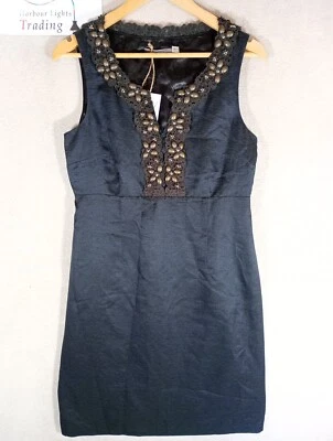 Vestido Boden Cambio Negro Cuentas Talla 12 55% Seda Boda Fiesta Edición Limitada  Foto 1 de 4