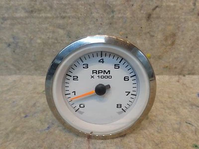 TACÓMETRO UNIVERSAL CALIBRE 8K, BLANCO Y PLATEADO Foto 1 de 4