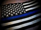 Crocheted American Law Enforcement Thin Blue Line Flag Afghan Throw