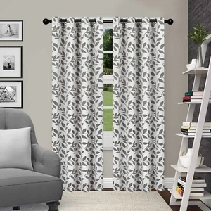 Nature Leaves Floral Grommet Header Blackout 2 Panels Room Darkening Curtains - Picture 1 of 43