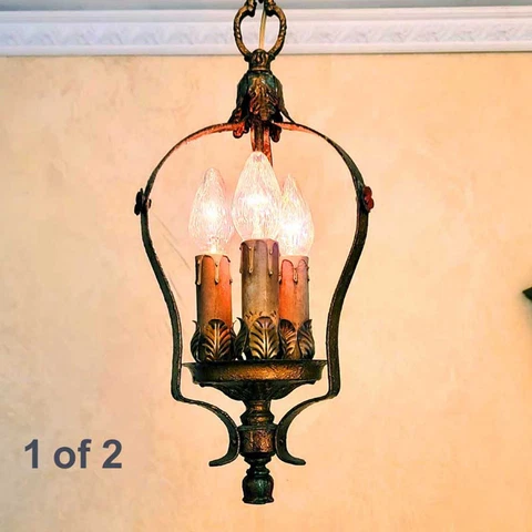010c Antique 1910s 20s Ceiling Light Fixture chandelier foyer pendant Lightolier Cover