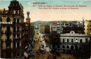 CPA Spain Barcelona - Calle de Pelayo, Estacion Ferrocariles (282109)