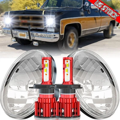 FIT GMC C15/C25 C35 1975-1978 7inch Round LED Headlights Hi/Lo Sealed Beam 2X US - Image 1 of 4
