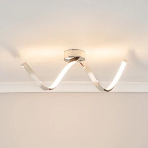 LED Decken Leuchte Fassung Chrom Twist integrierte Leuchtmittel moderne Wohnzimmer Lampe - Bild 1 von 8