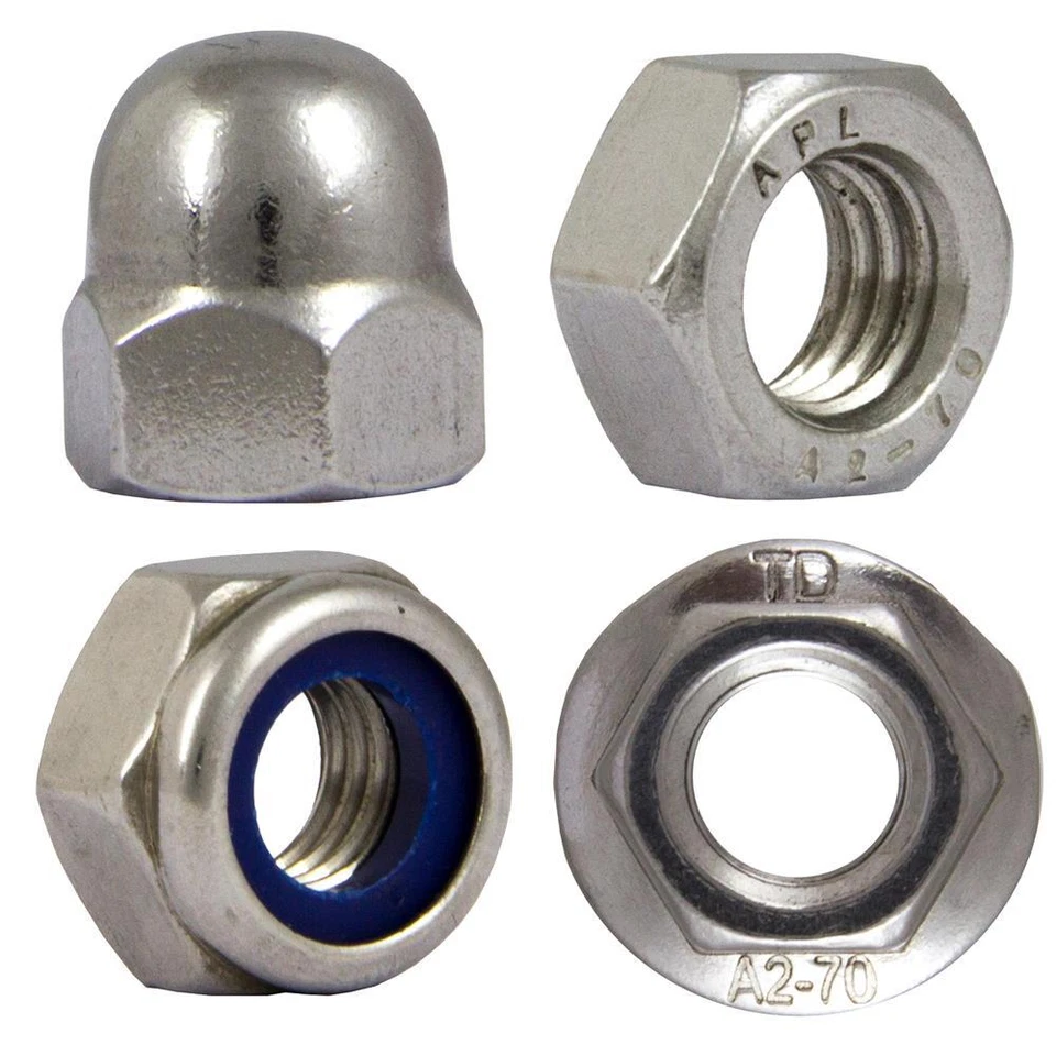 M1,6 - M24 Hutmuttern Sechskantmuttern Selbstsichernde mit Flansch Edelstahl A2 - Bild 1 von 1