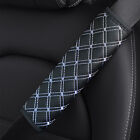 2Pcs Quilted Embroidery Car PU Leather Seat Belt Shoulder Pad Straps Cover