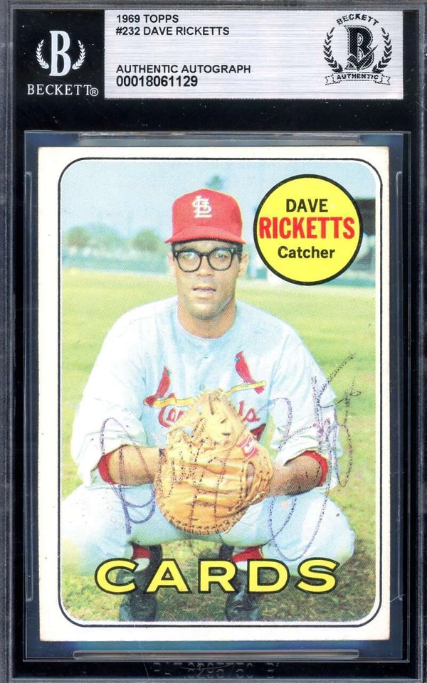 Dave Ricketts Beckett BAS Signed 1969 Topps Autograph - Image 1 of 2