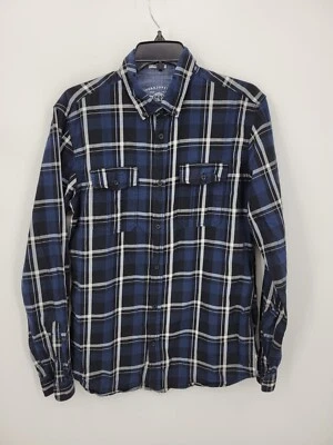 Jack & Jones Shirt Mens Large Blue Black Plaid Long Sleeve Button Up Preppy - Image 1 of 4