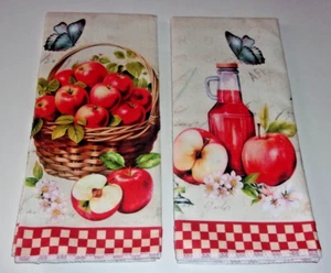 Apples Fruit Themed Kitchen Towels Set Of 2 Apple Cider And Apples - Picture 1 of 2