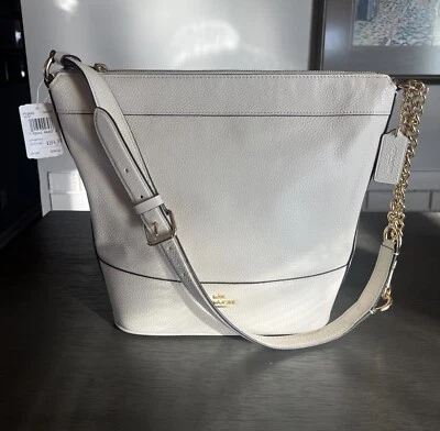 Coach Paxton Bolso de Lona Cartera Cubo 11.5” Marfil Blanco Oro Cadena Correa Nuevo con Etiquetas Foto 1 de 4