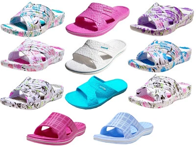 Damen Badelatschen Badepantoletten Badeschuhe Strand Wellness Schuhe Gr. 36-41 - Bild 1 von 4