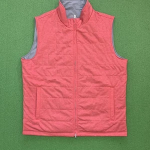 Peter Millar Crown Reversible Soft Golf Vest 2-Way Full Zip Gray Red Size Large - Picture 1 of 10