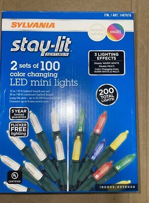 Sylvania Stay Lit Platinum 200 LED Mini Lights - Color Changing -  In / Outdoor - Image 1 of 2