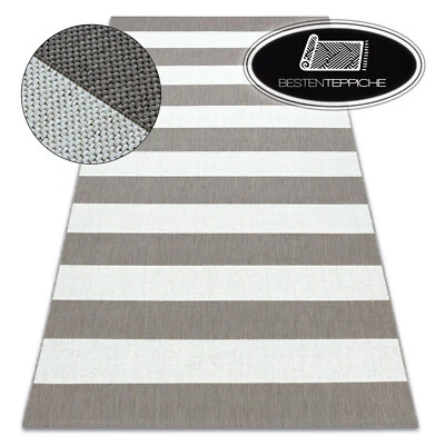 Modern Sisal Beige Stripes Carpet " Flat Woven Art Despicable Me To Clean - Image 1 of 4